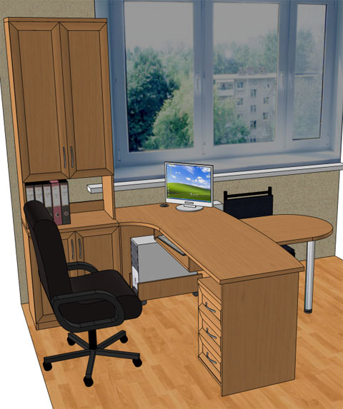 офисная мебель угловой стол с пеналом